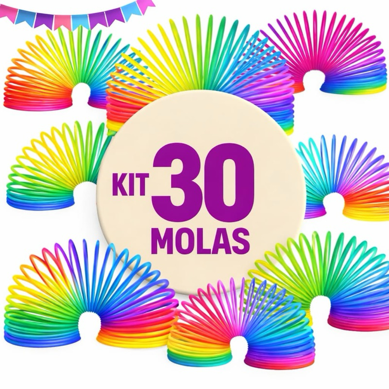 Kit 30/20/10/5 mola maluca colorida infantil aniversário lembrancinha festa 5-10-20-30 unid