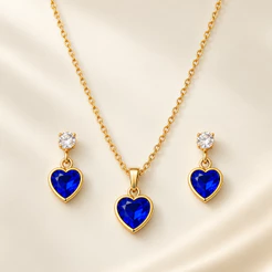 Conjunto Colar e Brincos Coração MINIMALISTA Várias Cores Feminino Semi Joia Luxo Banhado a Ouro