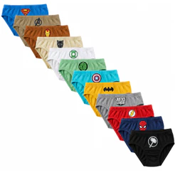 Kit com 12 Cuecas Slip Infantil Personagens Ou Super Herois 100% Algodão