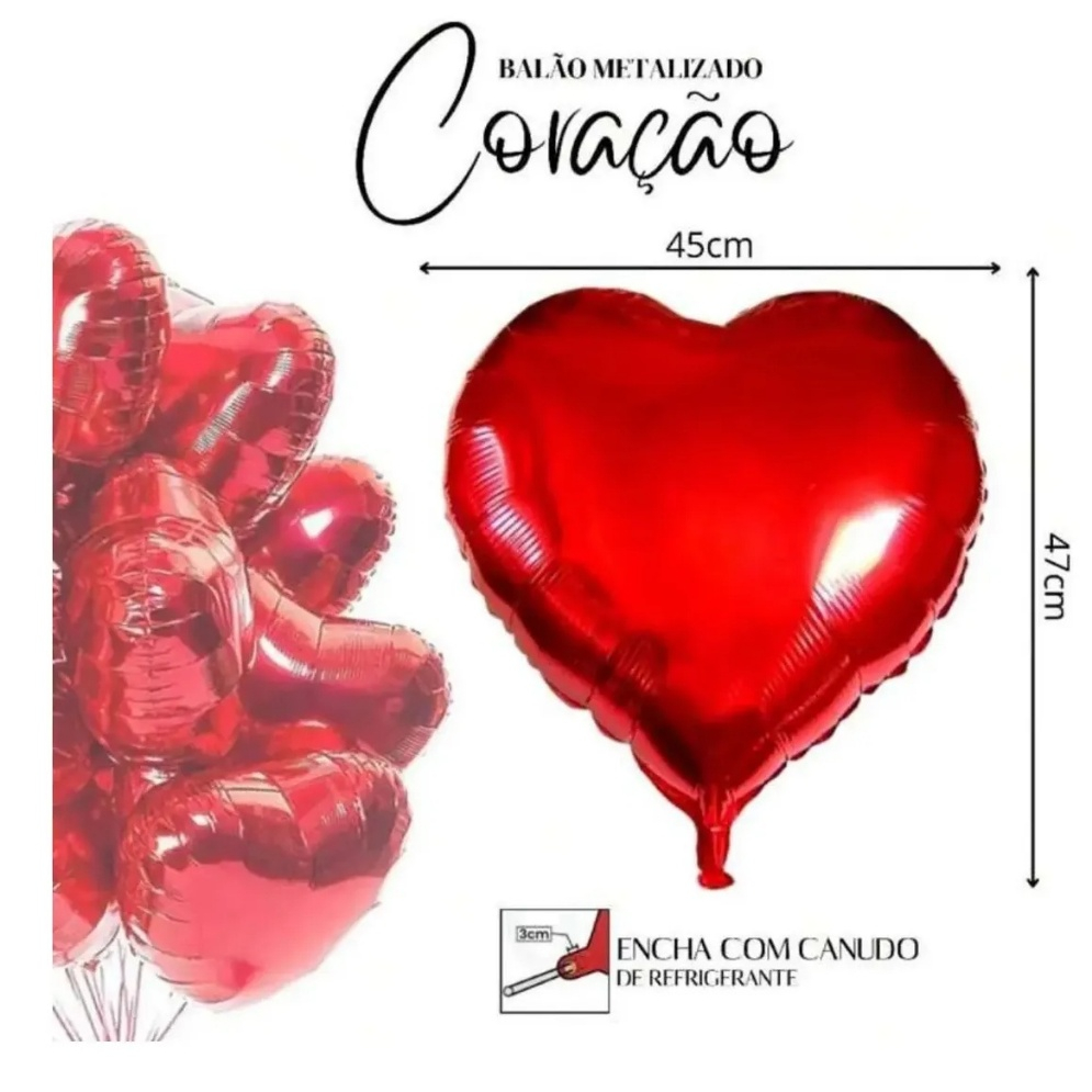 5/10/20/25 Pçs Balão Metalizado Coração VERMELHO 45cm Festa Decoração Namorada/Namorado