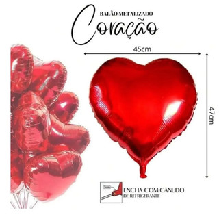 5/10/20/25 Pçs Balão Metalizado Coração VERMELHO 45cm Festa Decoração Namorada/Namorado