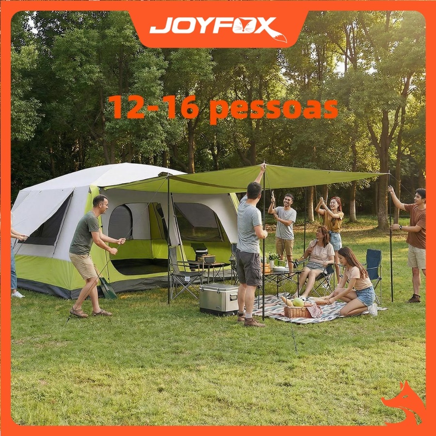 Barraca Gigante 12-16 Pessoas Camping Impermeável 5000mm Tenda Familiar com Divisória Interna