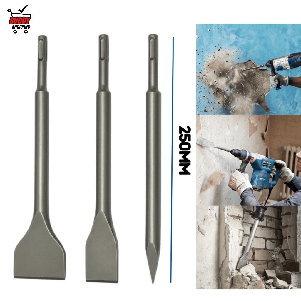 Kit Cinzel Talhadeira LUATEK SDS Plus 14mm para Concreto Tijolo e Pedra