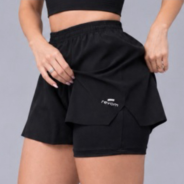 Short Duplo Feminino Fitness Tactel com Short Interno Microfibra Academia Corrida Treino Confortável