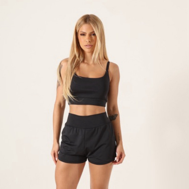 conjunto fitnes  SHORT DUPLO , short compressão feminino top+short duplo 2 em 1 conjunto de academia