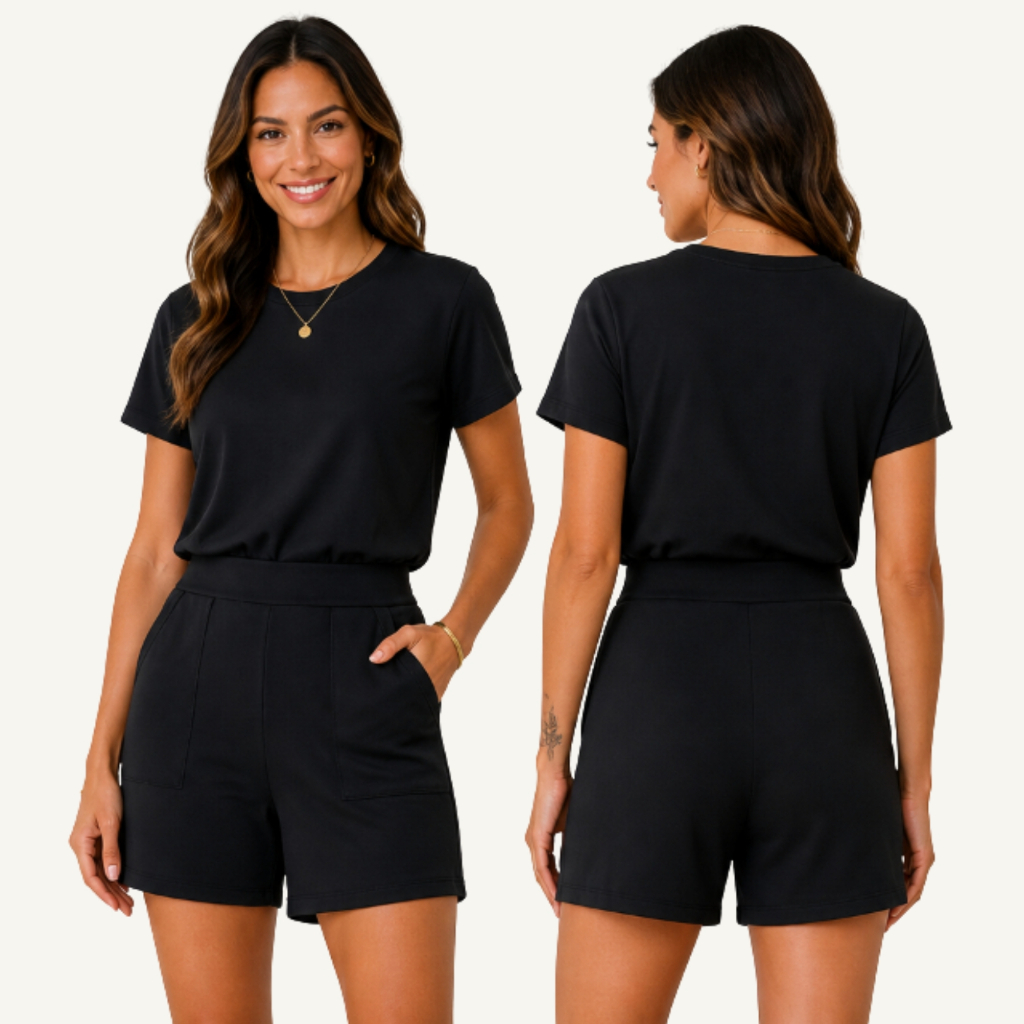 Short Feminino Valéria Molecotton Cós Elástico Confortável Casual Dia a Dia Moda Feminina | Livny