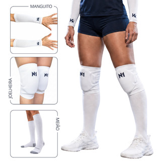 Kit Vôlei Completo Joelheira Slide N1 Sport + Manguito Curto + Meião Cano Longo Kanxa