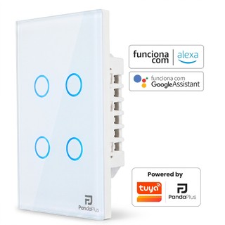 Interruptor Inteligente Touch Wifi 1/2/3/4 e 6 Botões Alexa Google Controle Voz Tuya App Panda Plus