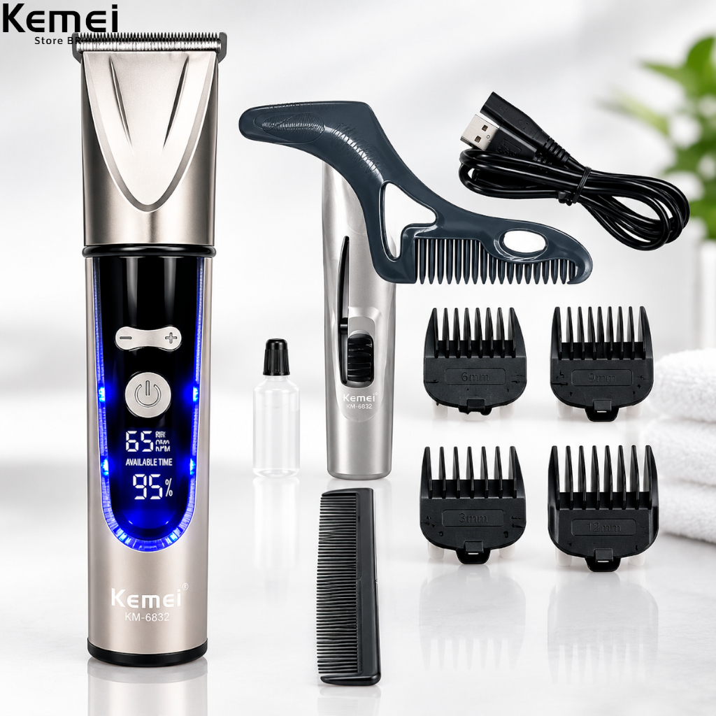 Máquina De Corte Kemei Km-1938 Sem Fio Recarregável