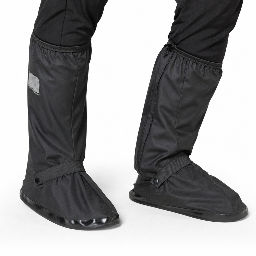 Protetor De Bota Moto Impermeável Cano Alto Motociclista Com Zíper Refletivo Antiderrapante