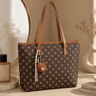 TOMI MITO Bolsa Feminina Casual de Ombro com Estampa Geométrica e Pingente Charmoso para Trabalho e Passeios TM9187