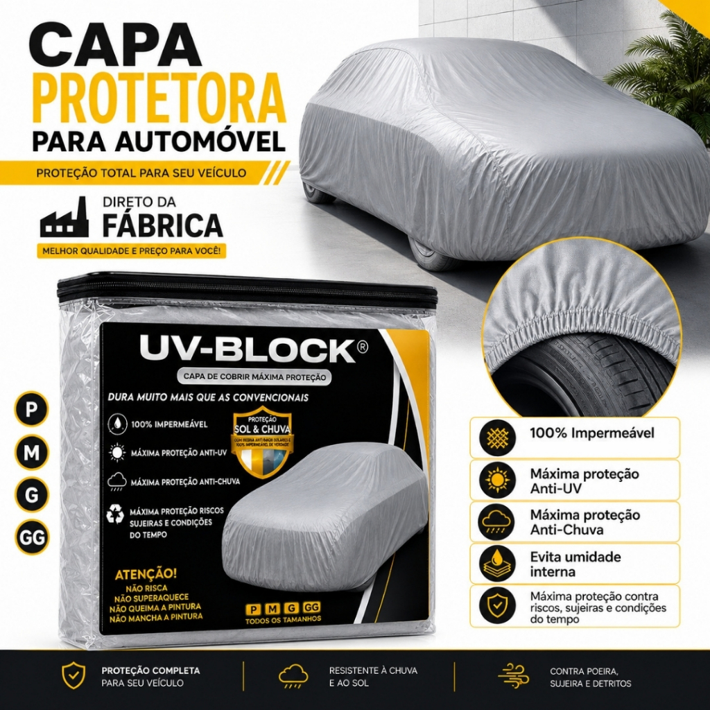 Capa Cobrir i30 UV-BLOCK Impermeável 100% S/F Protege Sol Chuva Lona Proteção Anti-UV