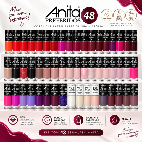Anita Kit 48 Esmaltes Nova Coleção Atacado Cores Sortidas Manicure