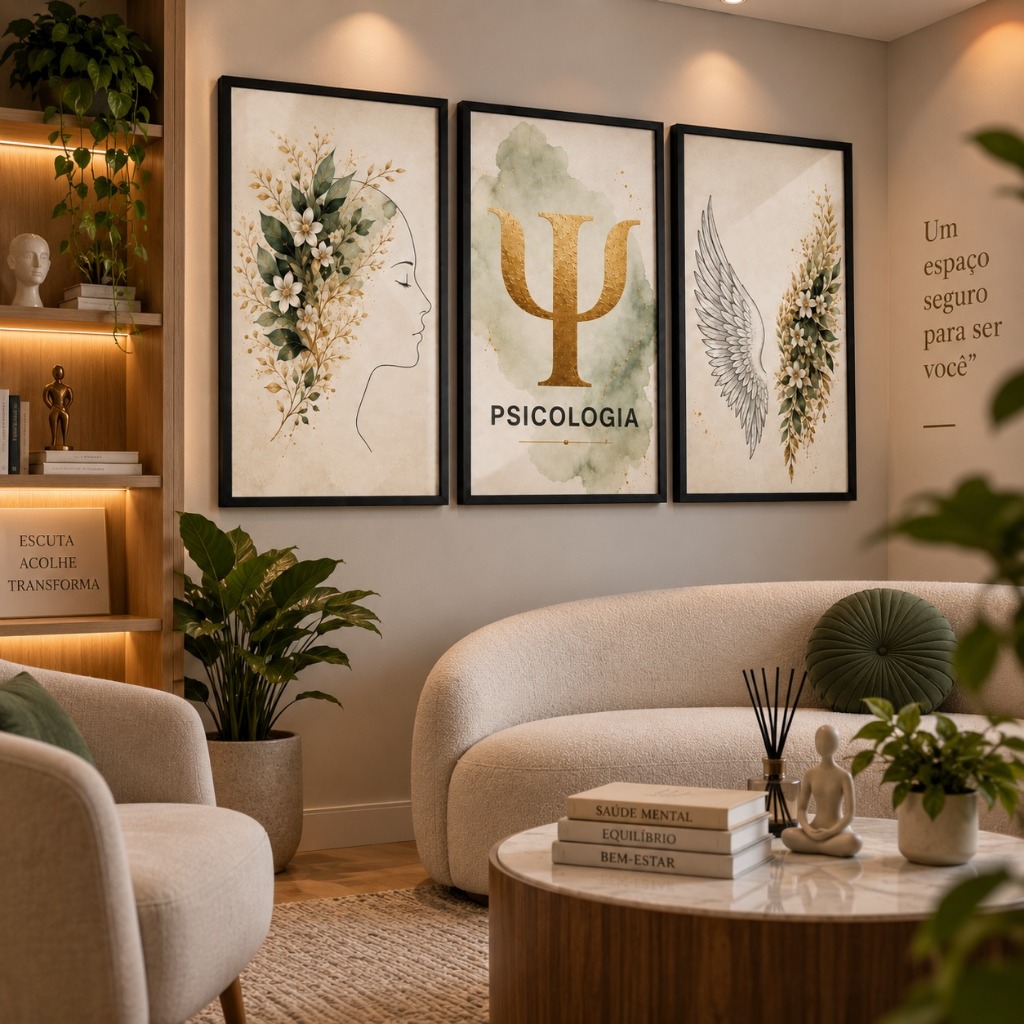 Quadro Decorativo Psicologia Símbolo Psi Mente Feminina Arte Moderna MDF 3mm Consultório Envio Rápido — imagem 2 de 2