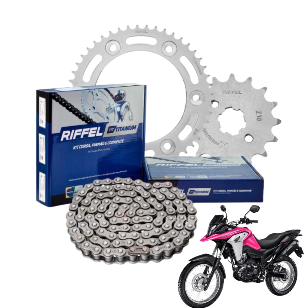 Kit Relacao Transmissao Tracao Honda NXR Bros 160 XRE 190 2015 à 2025 Original Riffel