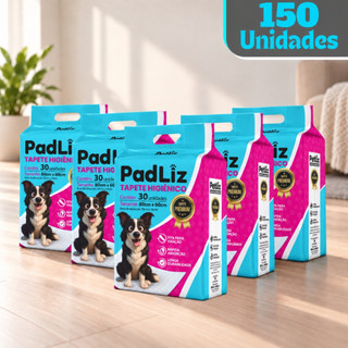 Kit 5 Tapete Higiênico para Cachorro Padliz 80 x 60 cm 150 Unidades- Petliz