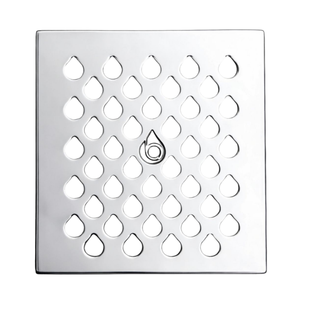 Ralo Quadrado Gota 15x15cm em Metal Cromado