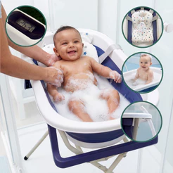 Banheira Para Bebês Dobrável Com Suporte 35l Até 16kg