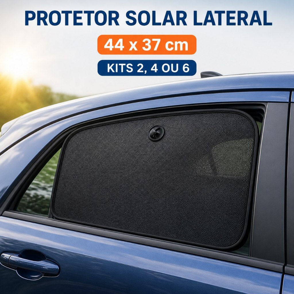 Kit Protetor Solar Automotivo para Vidro Lateral com Ventosa 44x37cm Anti-UV Dobrável | 2, 4 ou 6 Unidades