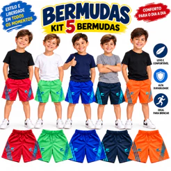 Kit 5 Bermudas Infantil Sport