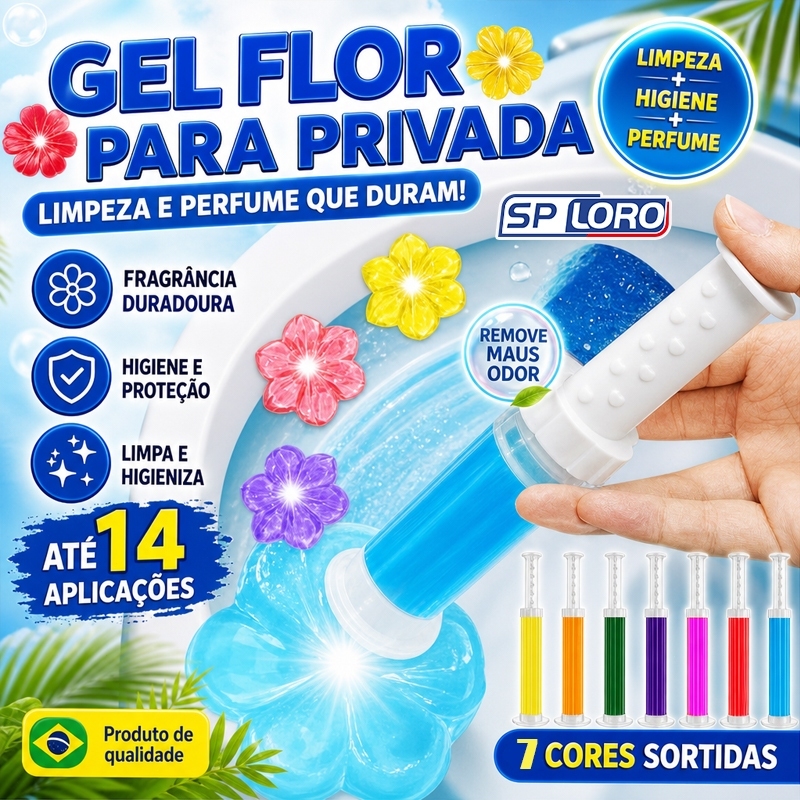 Gel Sanitário Fragrancia para Vaso Sanitário Detergente Flor Aplicações Gel Sanitário Fragrâncias Florzinha MTNJ