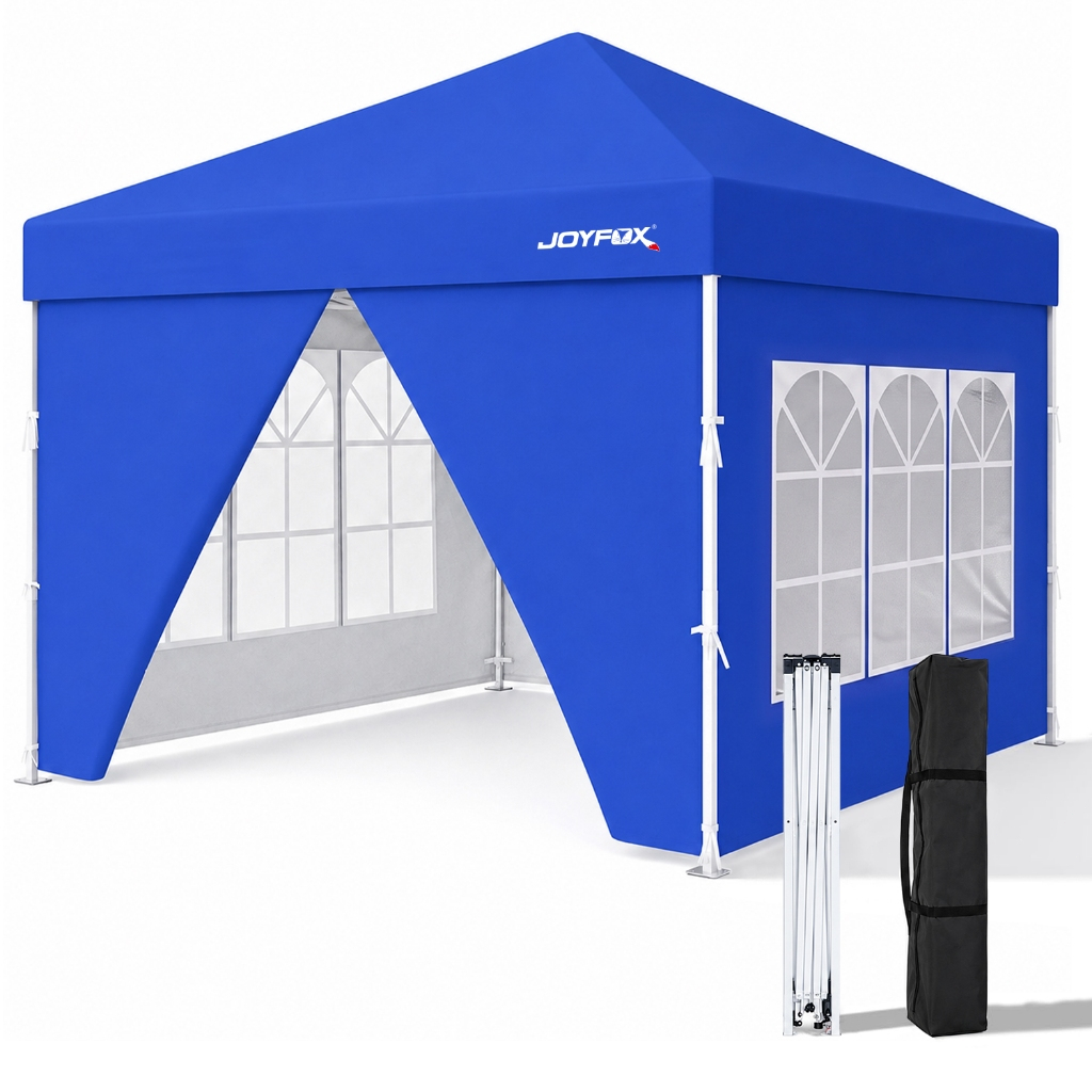 Tenda Gazebo Dobrável 3x3m com Cortina Laterais e Janelas Impermeável para Festa Jardim Praia JOYFOX