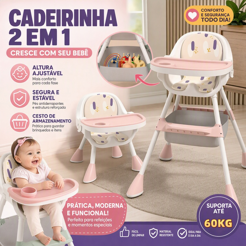 Cadeira De Alimentação Bebê Portátil Seggura Cadeirão