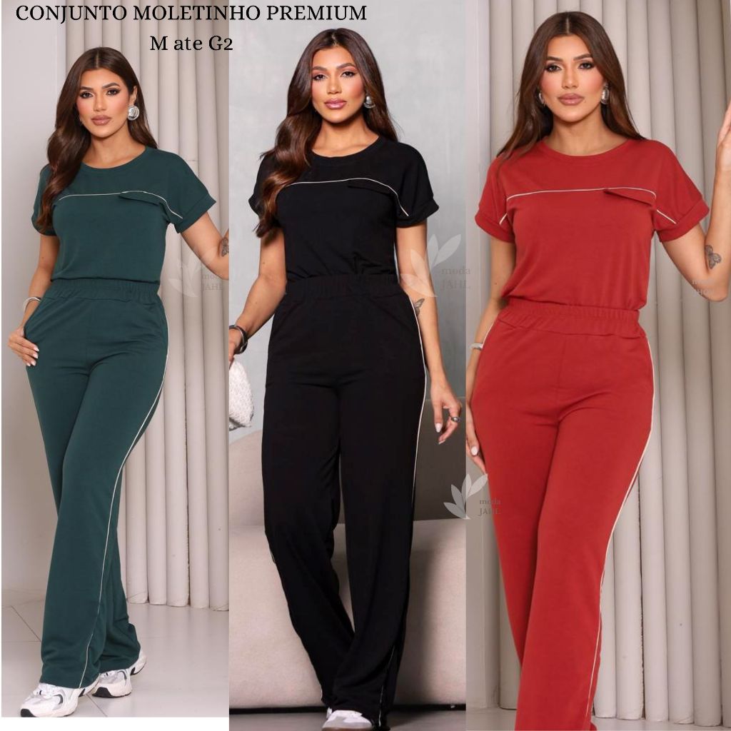 Conjunto Feminino Moletinho Blusa e Calça Pantalona Wide Leg Cintura Alta | Moda Casual Confortável
