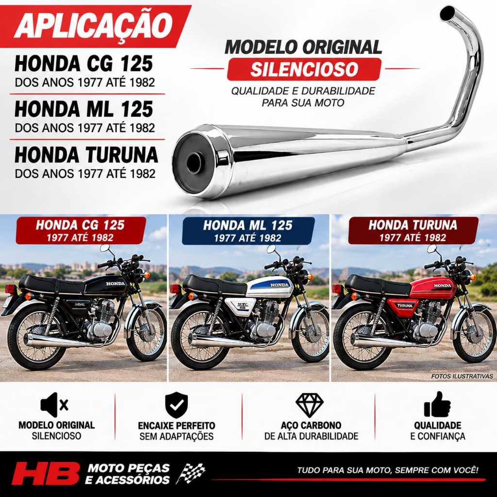 Escapamento Cg 125 Ano 1976 A 1982 Modelo Original Estralador Fortuna