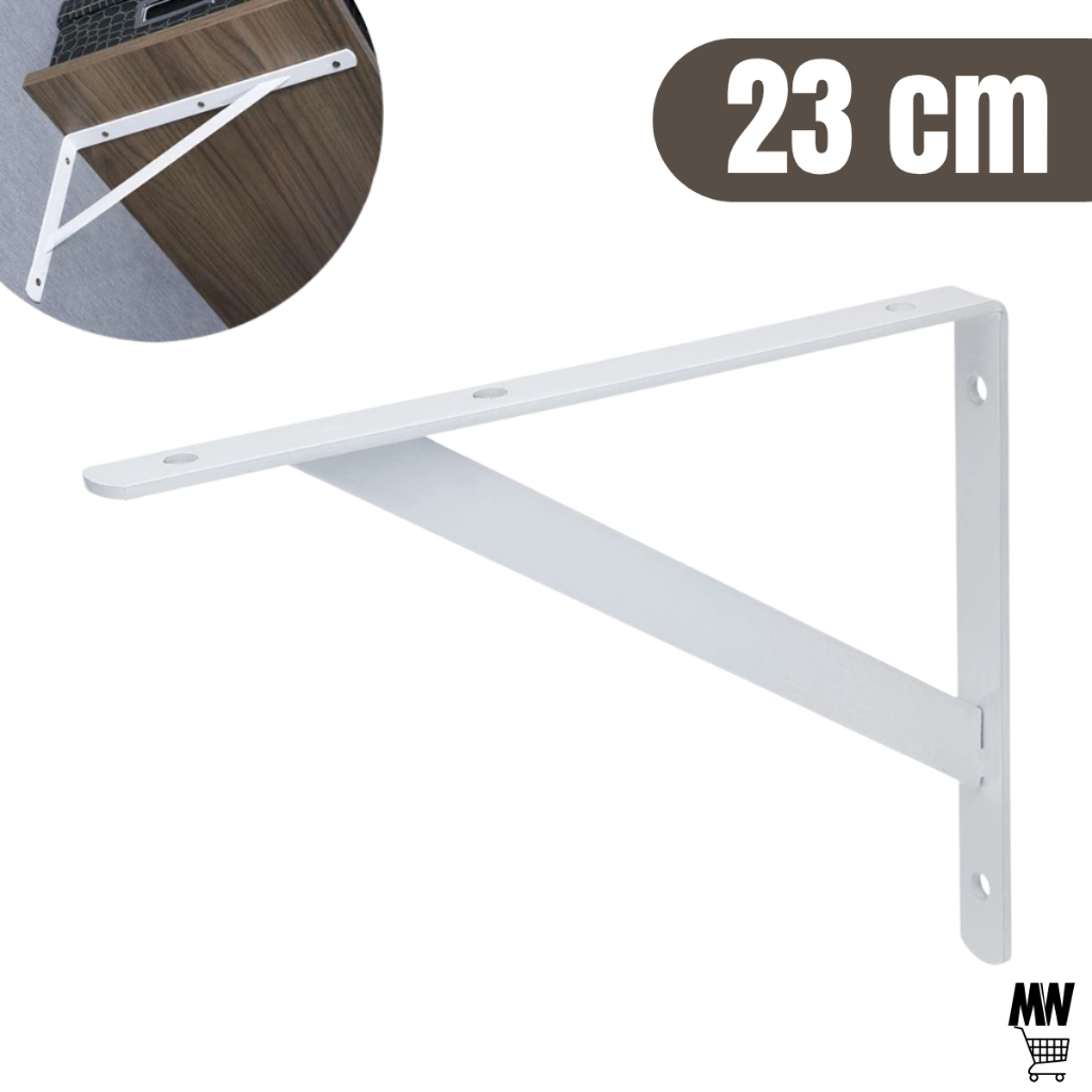 Kit 2 a 20 Suporte 23 cm Mão Francesa Branca Para Prateleira Cantoneira