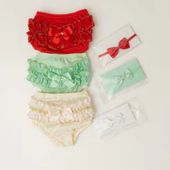 kit 3 calcinha Bunda Rica Bebê menina + Faixas com Laço infantil 0 a 3 meses
