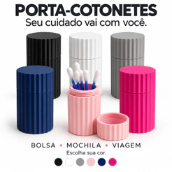 Porta Cotonetes para Viagem | Estojo Organizador Compacto Portátil para Higiene Pessoal