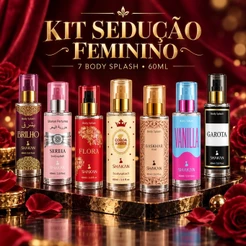 Kit 7 Body Splash Feminino Shakan 60ml Perfume Corporal Fragrâncias Doces Marcantes Sedução Presente Feminino leve e doc