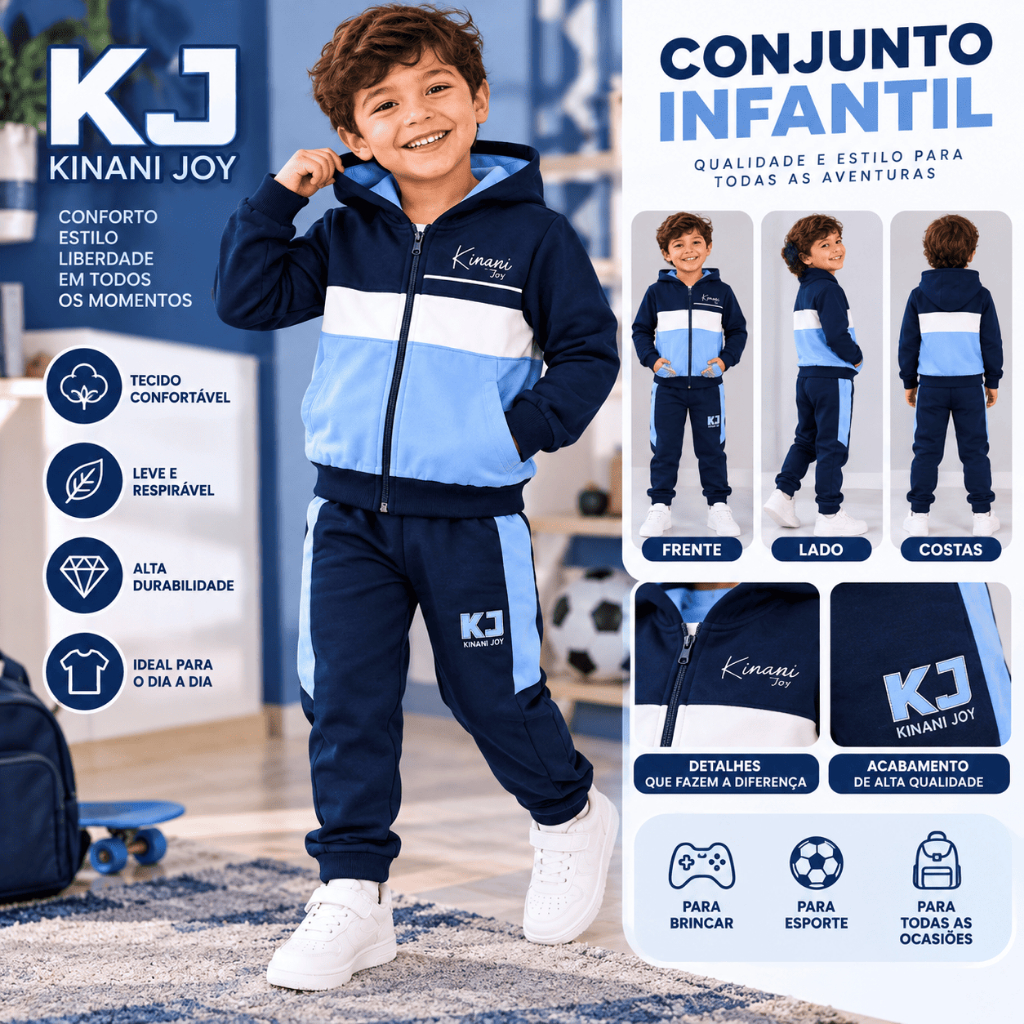 Conjunto Infantil Masculino de Inverno 2 Opções - Calça + Casaco - Tamanho 2 ao 12 Anos