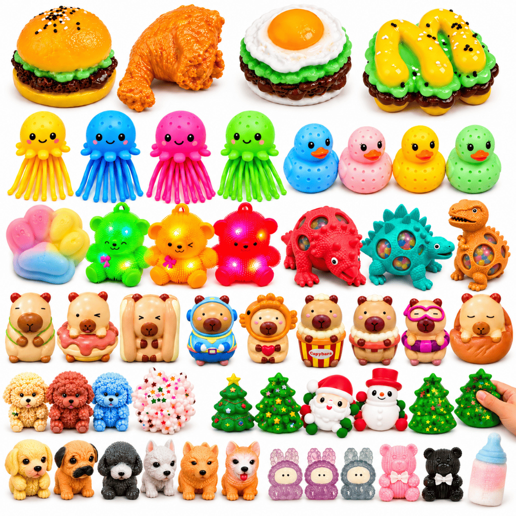 1, 2 ou 3 Brinquedos Squishy de Apertar Sensorial Antiestresse Bichinho Capivara Oreo Stitch Dinossauro Fidget Toy