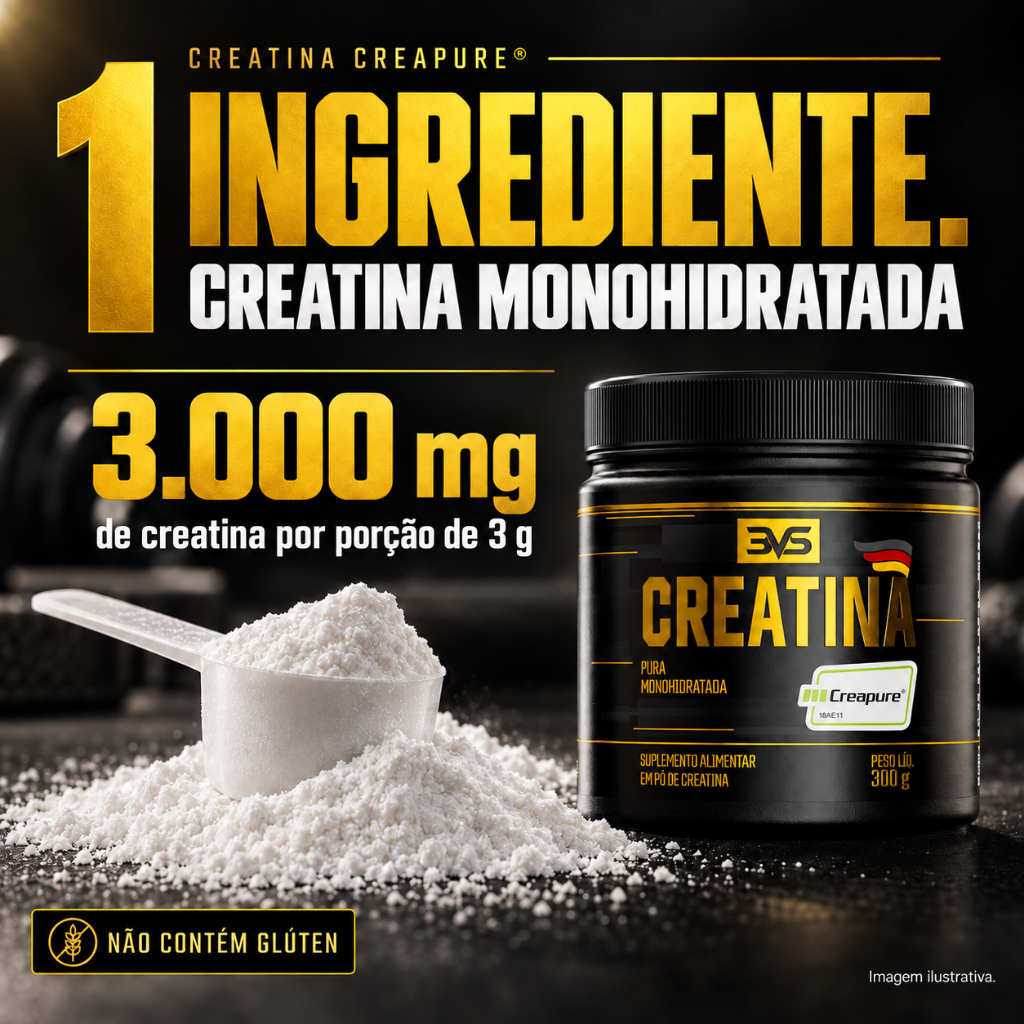 Creatina Creapure® Monohidratada 3VS Nutrition 150g ou 300g Alemã com Selo e Laudo · foto 2