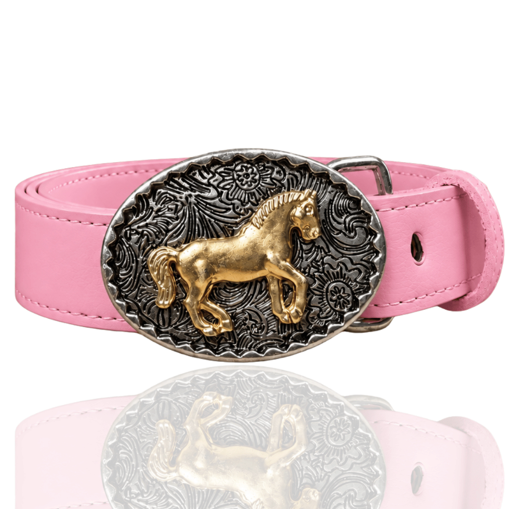 Cinto Country Infantil Rosa Bebê Cowgirl Rodeio com Fivela Cavalo