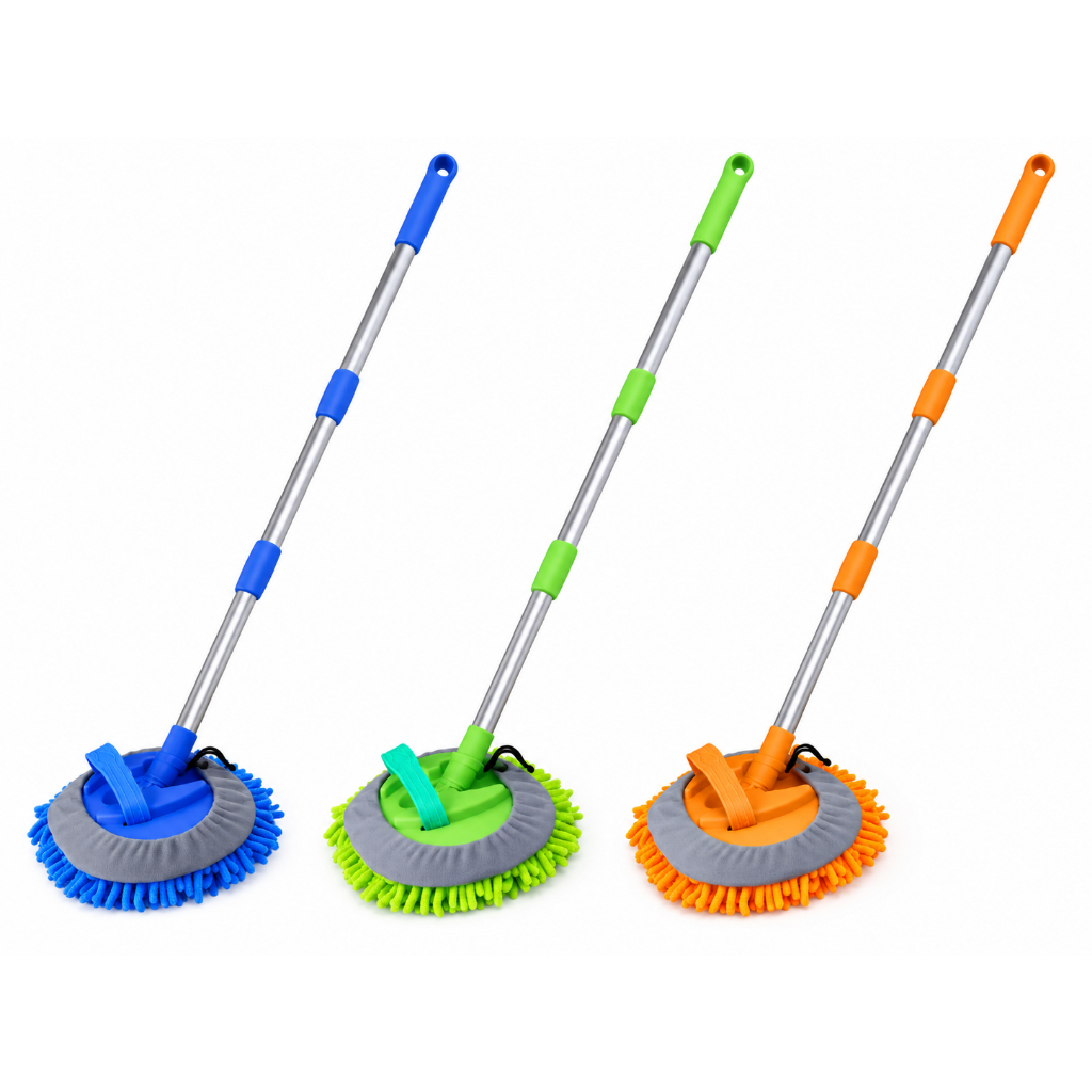 Mop Lava Carro Microfibra Esfregão com Cabo Extensível Ajustável para Carro Moto Casa