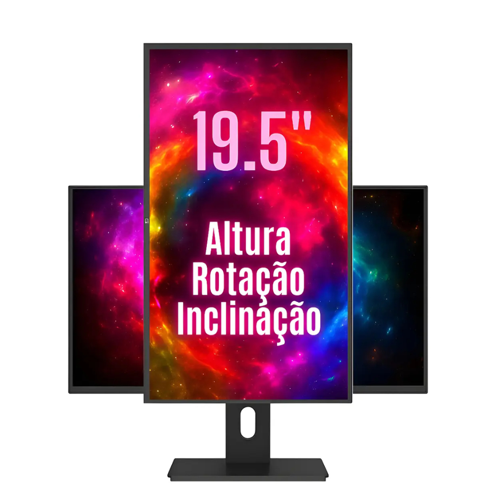 Monitor Fox 19,5" LED HD + 1600x900, 75Hz, 2ms HDMI, VGA, VESA, Ajuste de Altura e Inclinação Bivolt