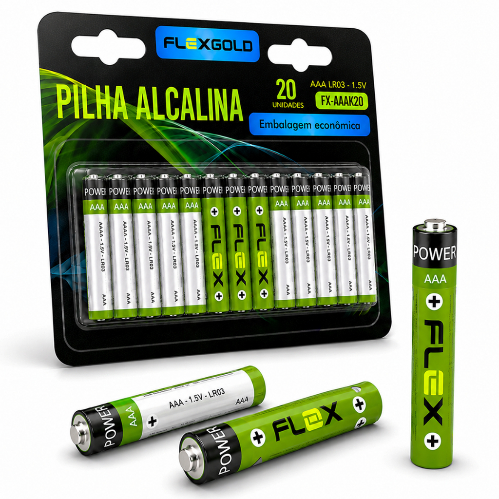 Kit 20 Pilhas Alcalinas AAA Lr03 1.5v Palito Alta Duração Premium
