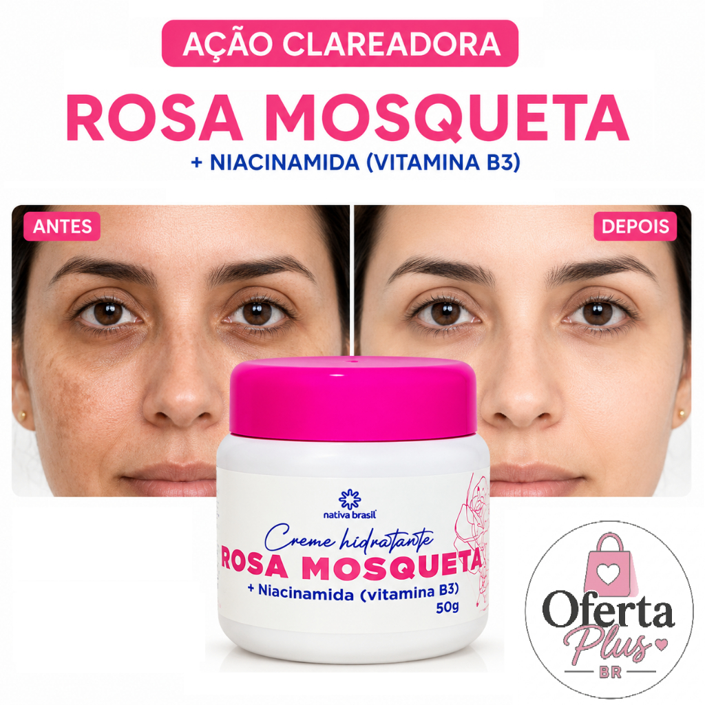 Creme Rosa Mosqueta + Niacinamida 50g clareador facial e corporal olheira  axilas e virilha