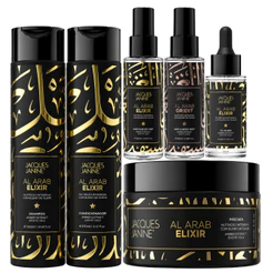 Kit Jacques Janine Al Arab Elixir Shampoo 300ml Condicionador 270ml Máscara 240g 2 Sprays Hair & Body 120ml + Óleo 30ml