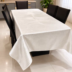 Toalha De Mesa Premium Jacquard Encerrado 6 lugares 2,10 x 1,50 m Tecido Grosso