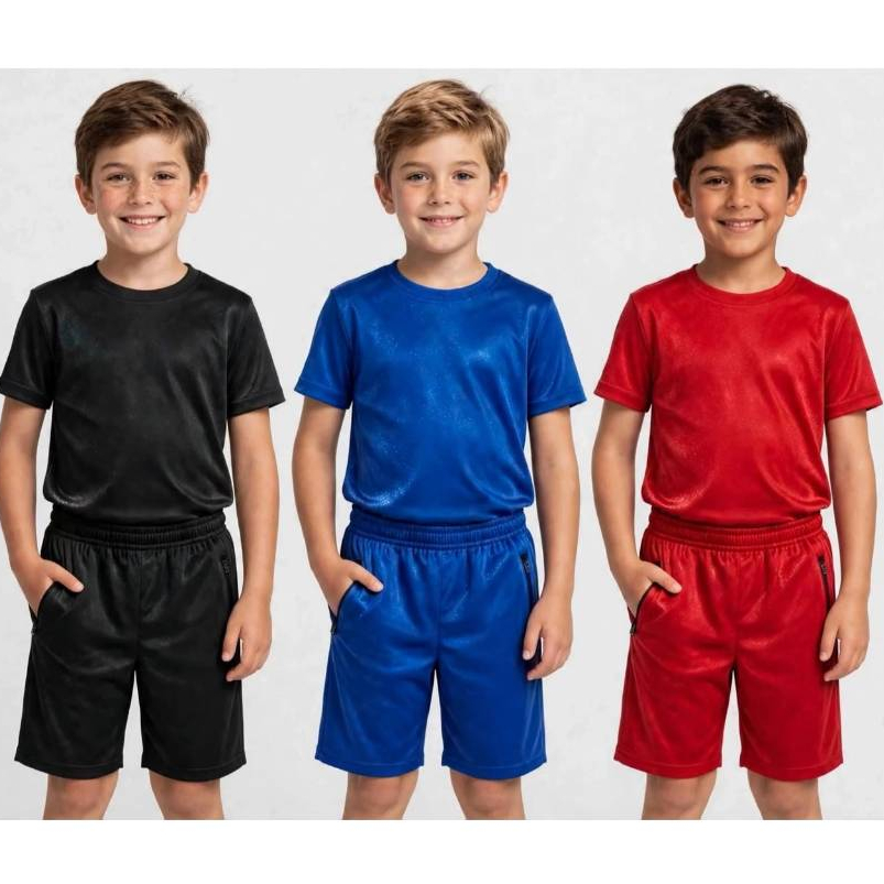 Kit 3 Conjuntos Infantis Bermuda e Camiseta Infantil Lazer Conforto e Estilo Tendencia