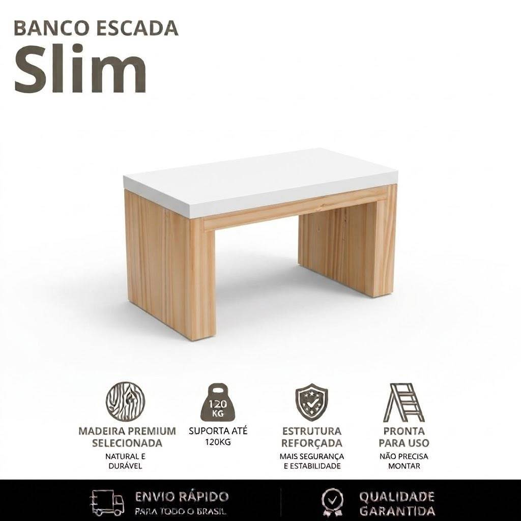Escada Infantil Madeira Premium Pinus Escadinha Quarto Banheiro Cozinha Multiuso