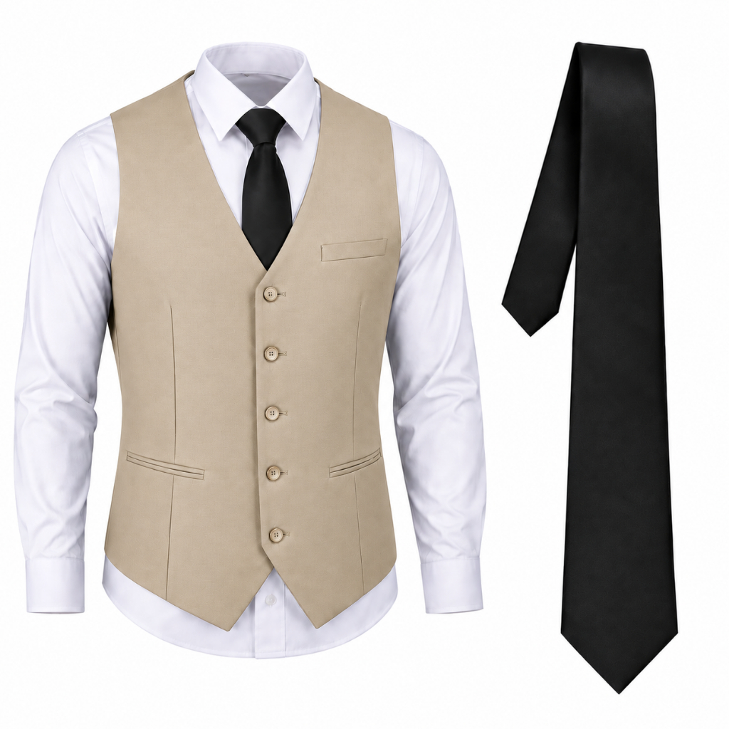 Kit Colete Social + Gravata Social Slim P/ Ternos, Garçom - Varias Cores