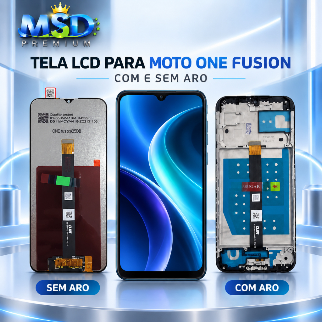 Tela Frontal Display Touch LCD Moto One Fusion (XT2073) Com e Sem Aro - Testada + Qualidade Premium