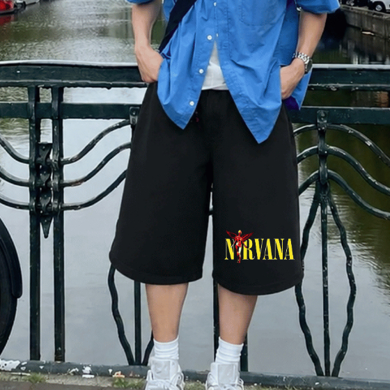 Bermuda Masculina Baggy Moletom Premium Estampa Lateral Cintura Média Larga Alta Qualidade Streetwear Oversized