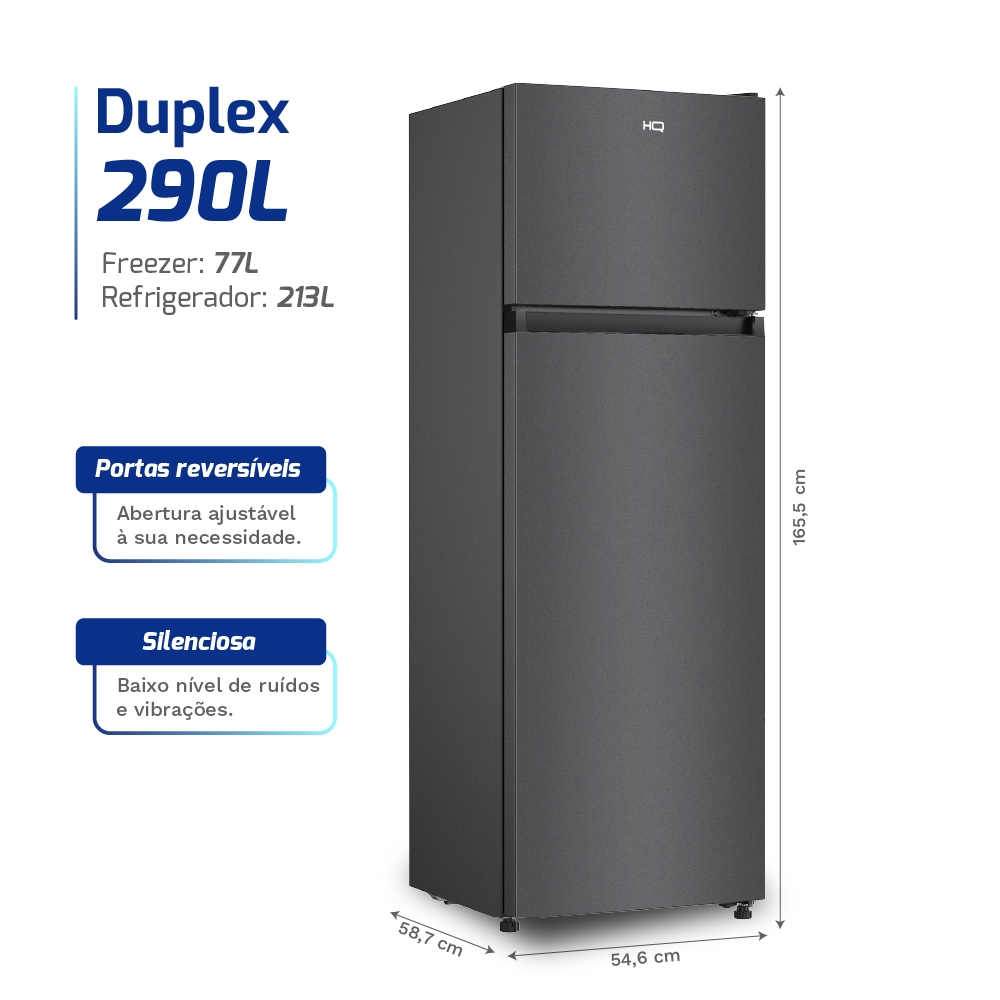 Geladeira Refrigerador HQ Defrost 290 Litros Preto HQ-290RDF — imagem 2 de 2