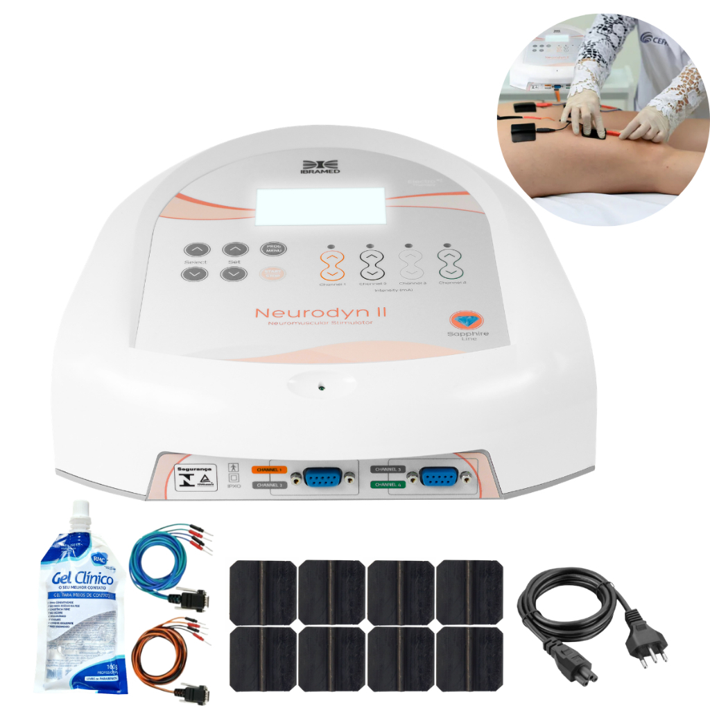Neurodyn II Ibramed Aparelho de Eletroterapia 4 Canais TENS FES Corrente Russa